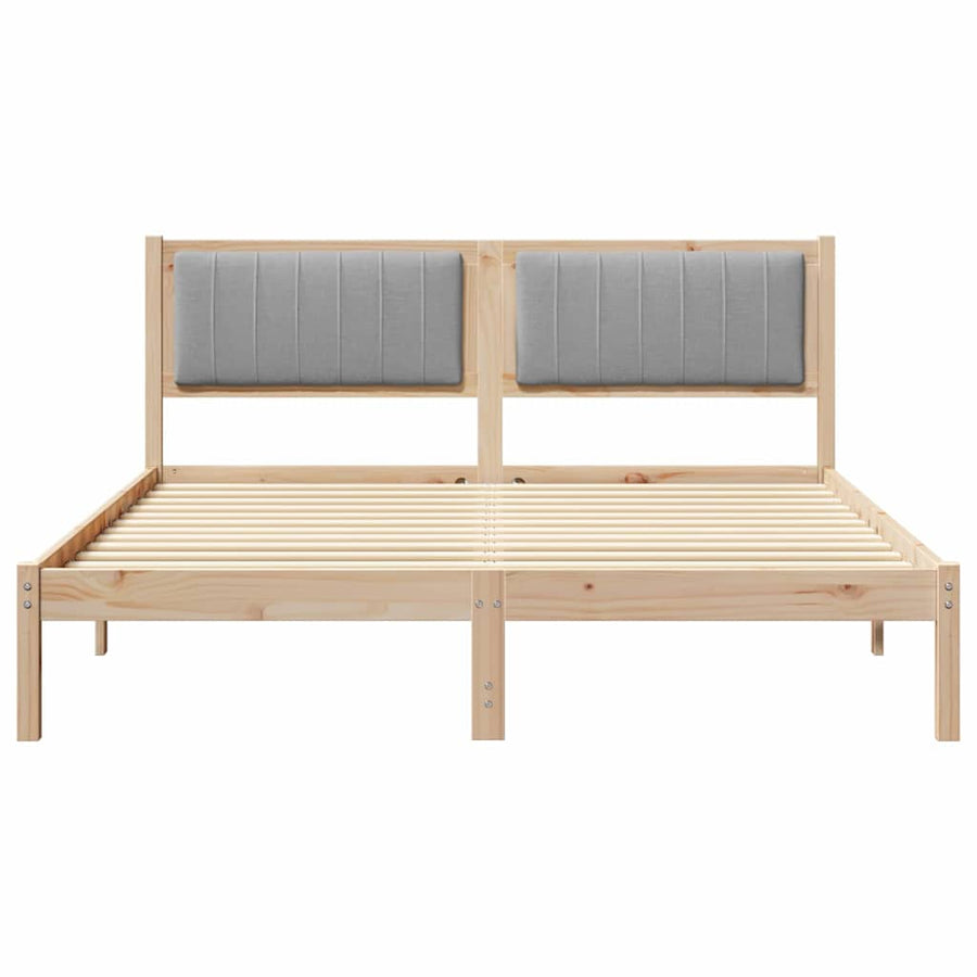 Bedframe met Gevoerd Hoofdgedeelte Lichtgrijs 160 x 200 cm Stof