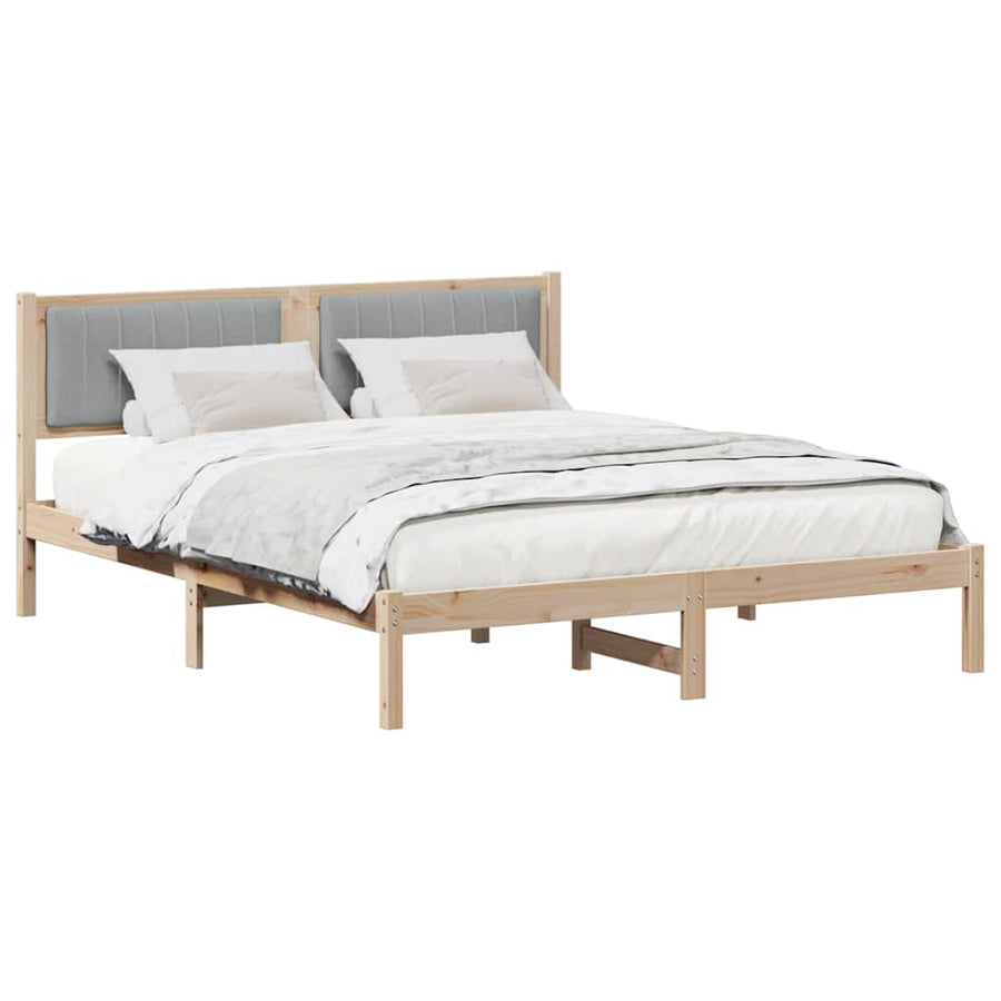 Bedframe met Gevoerd Hoofdgedeelte Lichtgrijs 160 x 200 cm Stof