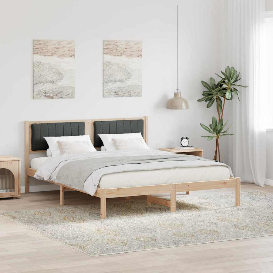 Bedframe met Gevoerd Hoofdgedeelte Donkergrijs 160 x 200 cm