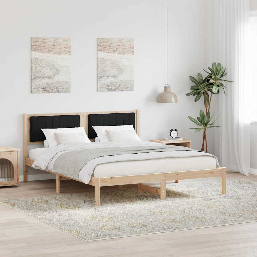 Bedframe met Gevoerd Hoofdgedeelte Zwart 160 x 200 cm Stof