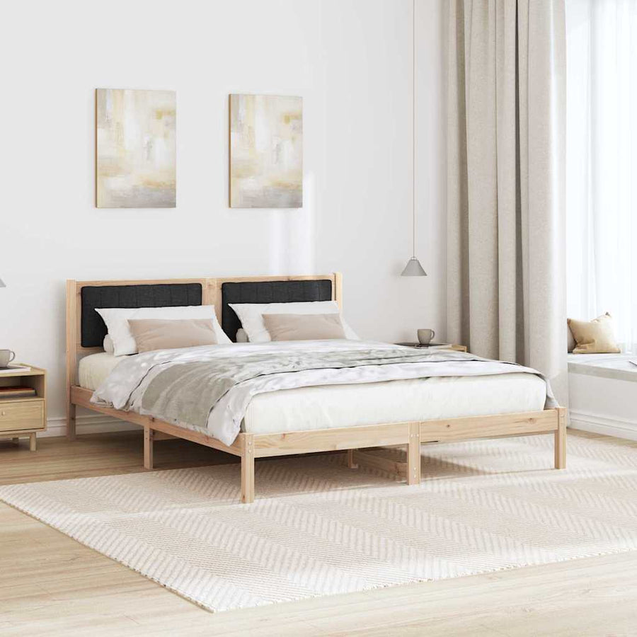 Bedframe met Gevoerd Hoofdgedeelte Zwart 160 x 200 cm Stof