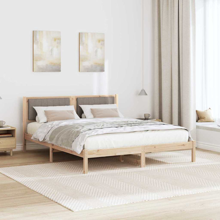 Bedframe met Gevoerd Hoofdgedeelte Taupe 160 x 200 cm Stof
