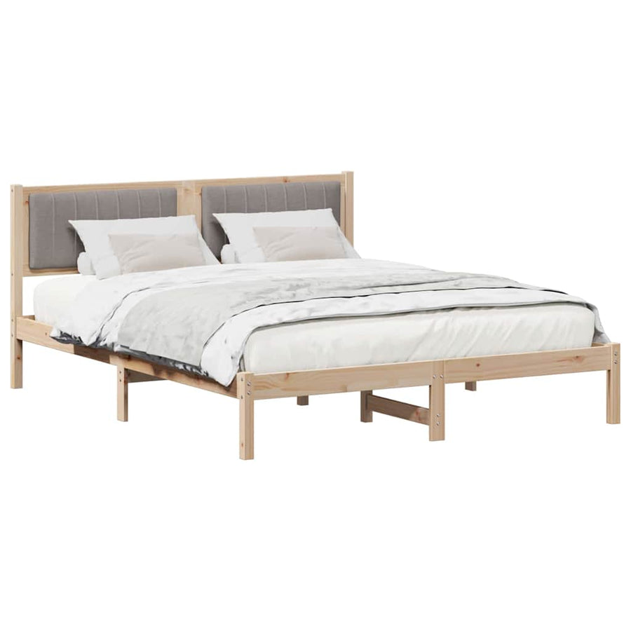 Bedframe met Gevoerd Hoofdgedeelte Taupe 160 x 200 cm Stof