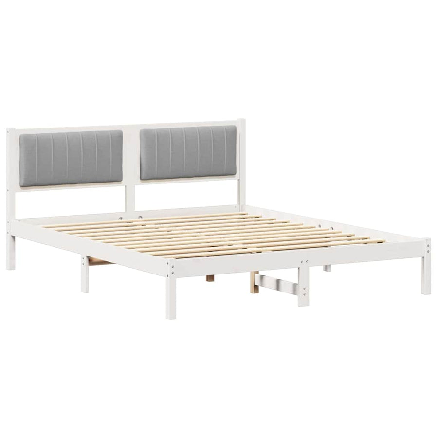 Bedframe met Gevoerd Hoofdgedeelte Lichtgrijs 160 x 200 cm Stof