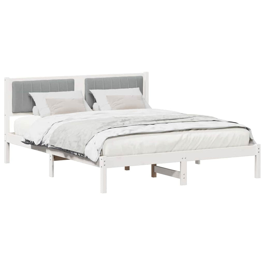 Bedframe met Gevoerd Hoofdgedeelte Lichtgrijs 160 x 200 cm Stof