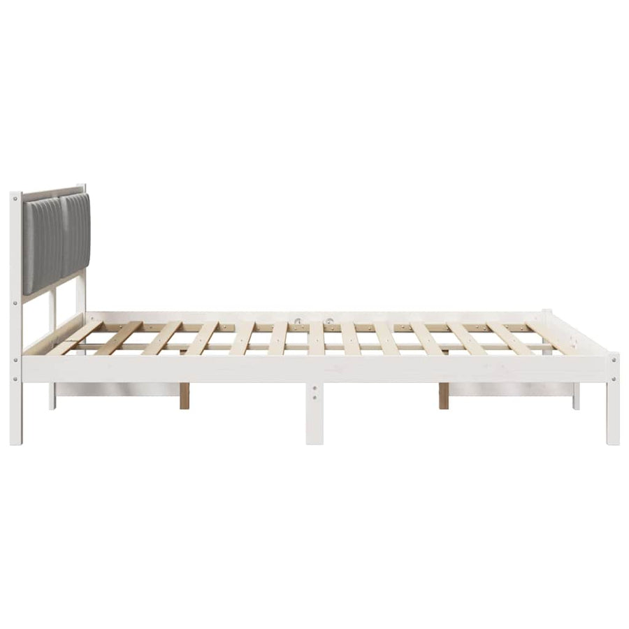 Bedframe met Gevoerd Hoofdgedeelte Lichtgrijs 160 x 200 cm Stof