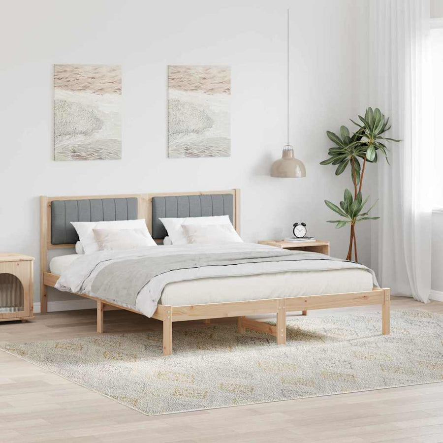 Bedframe met Gevoerd Hoofdgedeelte Lichtgrijs 150 x 200 cm Stof
