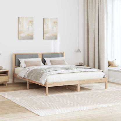 Bedframe met Gevoerd Hoofdgedeelte Lichtgrijs 150 x 200 cm Stof