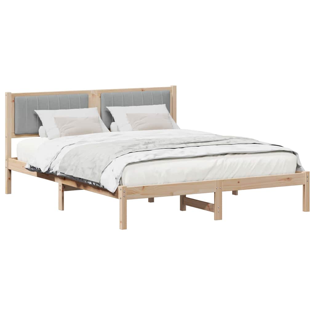 Bedframe met Gevoerd Hoofdgedeelte Lichtgrijs 150 x 200 cm Stof
