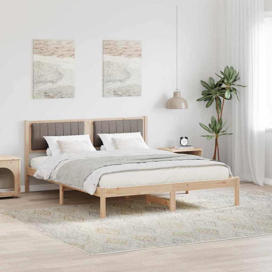Bedframe met Gevoerd Hoofdgedeelte Taupe 150 x 200 cm Stof