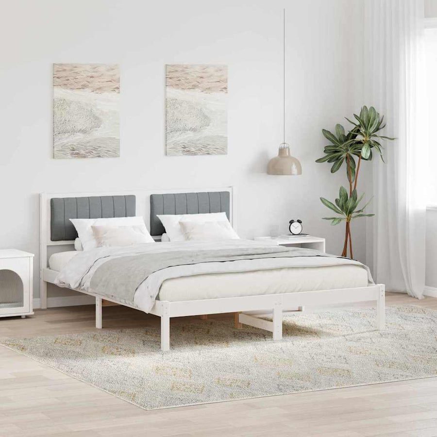 Bedframe met Gevoerd Hoofdgedeelte Lichtgrijs 150 x 200 cm Stof