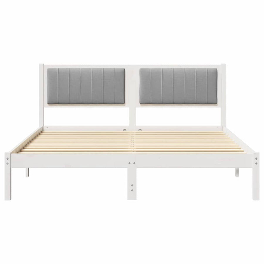 Bedframe met Gevoerd Hoofdgedeelte Lichtgrijs 150 x 200 cm Stof