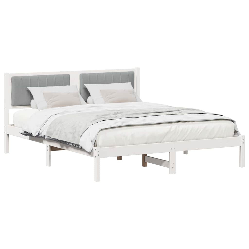 Bedframe met Gevoerd Hoofdgedeelte Lichtgrijs 150 x 200 cm Stof