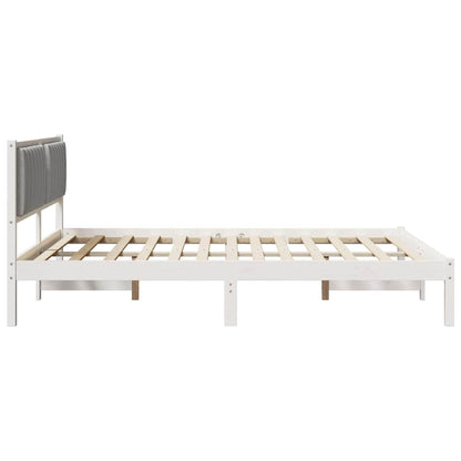 Bedframe met Gevoerd Hoofdgedeelte Lichtgrijs 150 x 200 cm Stof