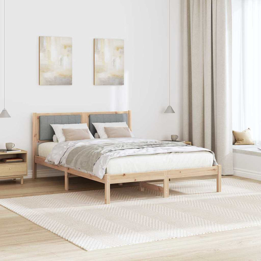 Bedframe met Gevoerd Hoofdgedeelte Lichtgrijs 140 x 200 cm Stof