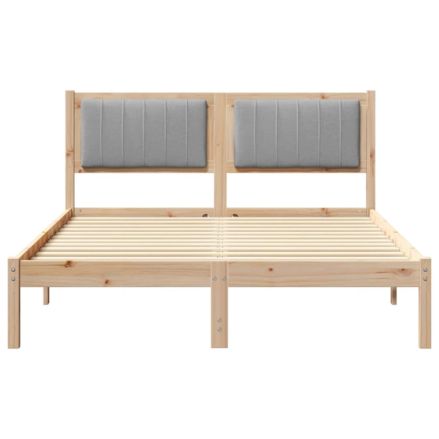 Bedframe met Gevoerd Hoofdgedeelte Lichtgrijs 140 x 200 cm Stof
