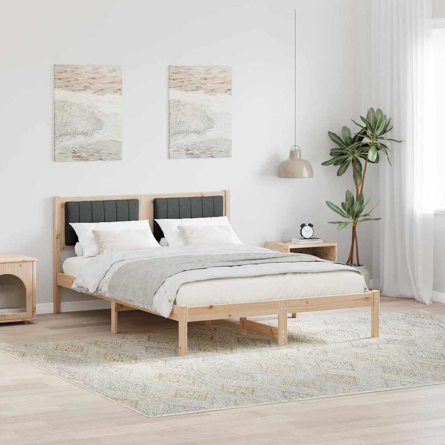 Bedframe met Gevoerd Hoofdgedeelte Donkergrijs 140 x 200 cm