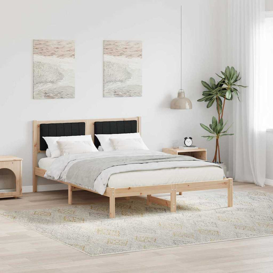 Bedframe met Gevoerd Hoofdgedeelte Zwart 140 x 200 cm Stof