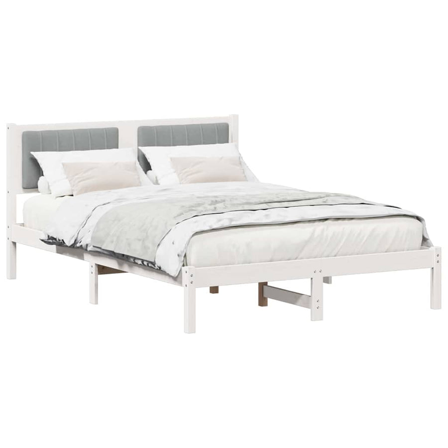 Bedframe met Gevoerd Hoofdgedeelte Lichtgrijs 140 x 200 cm Stof