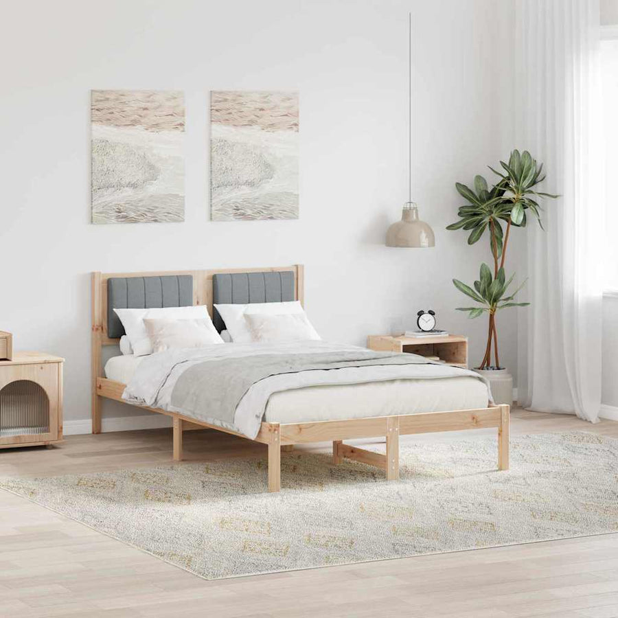 Bedframe met Gevoerd Hoofdgedeelte Lichtgrijs 120 x 200 cm Stof