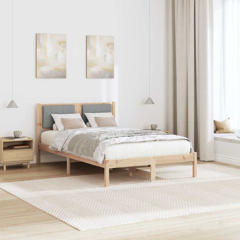 Bedframe met Gevoerd Hoofdgedeelte Lichtgrijs 120 x 200 cm Stof