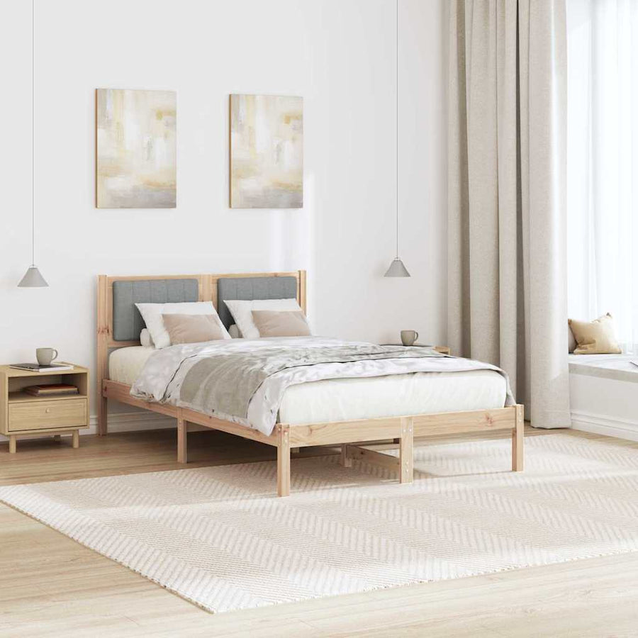 Bedframe met Gevoerd Hoofdgedeelte Lichtgrijs 120 x 200 cm Stof