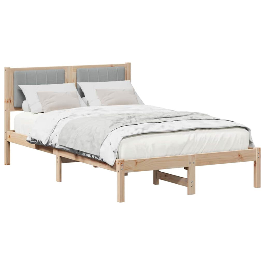 Bedframe met Gevoerd Hoofdgedeelte Lichtgrijs 120 x 200 cm Stof