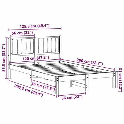 Bedframe met Gevoerd Hoofdgedeelte Donkergrijs 120 x 200 cm