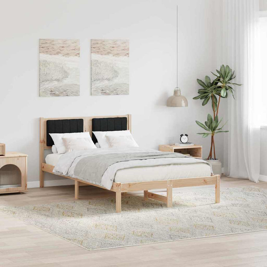Bedframe met Gevoerd Hoofdgedeelte Zwart 120 x 200 cm Stof