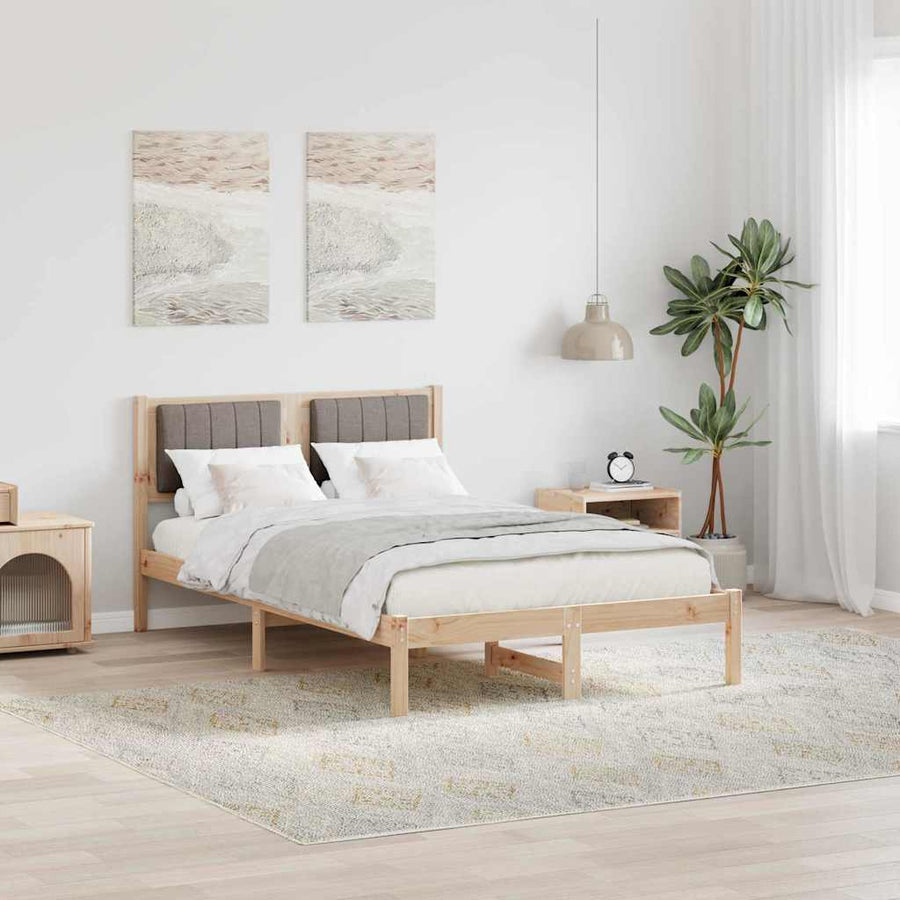 Bedframe met Gevoerd Hoofdgedeelte Taupe 120 x 200 cm Stof