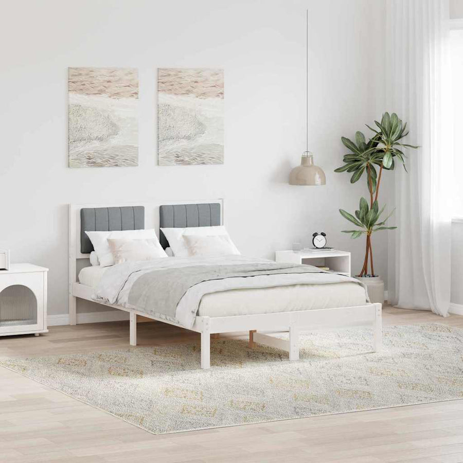 Bedframe met Gevoerd Hoofdgedeelte Lichtgrijs 120 x 200 cm Stof
