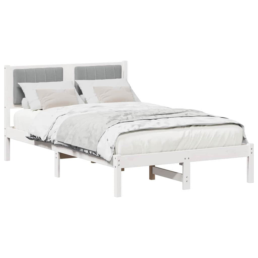 Bedframe met Gevoerd Hoofdgedeelte Lichtgrijs 120 x 200 cm Stof