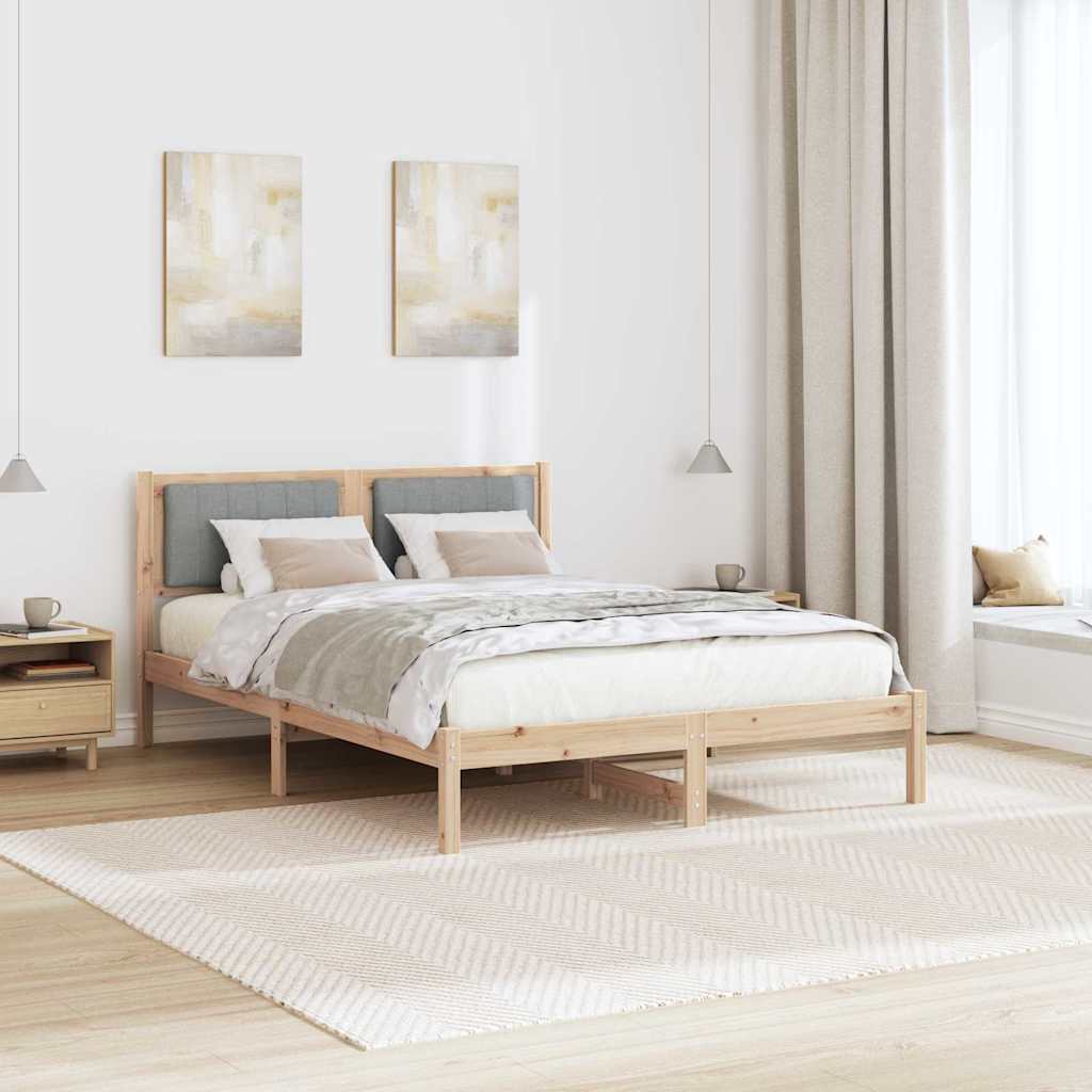 Bedframe met Gevoerd Hoofdgedeelte Lichtgrijs 140 x 190 cm Stof