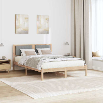 Bedframe met Gevoerd Hoofdgedeelte Lichtgrijs 140 x 190 cm Stof