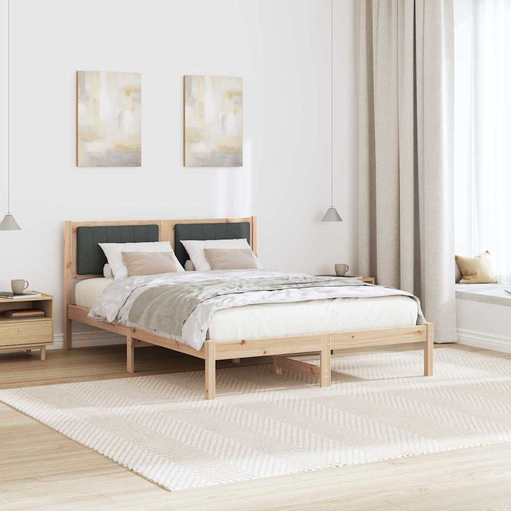 Bedframe met Gevoerd Hoofdgedeelte Donkergrijs 140 x 190 cm