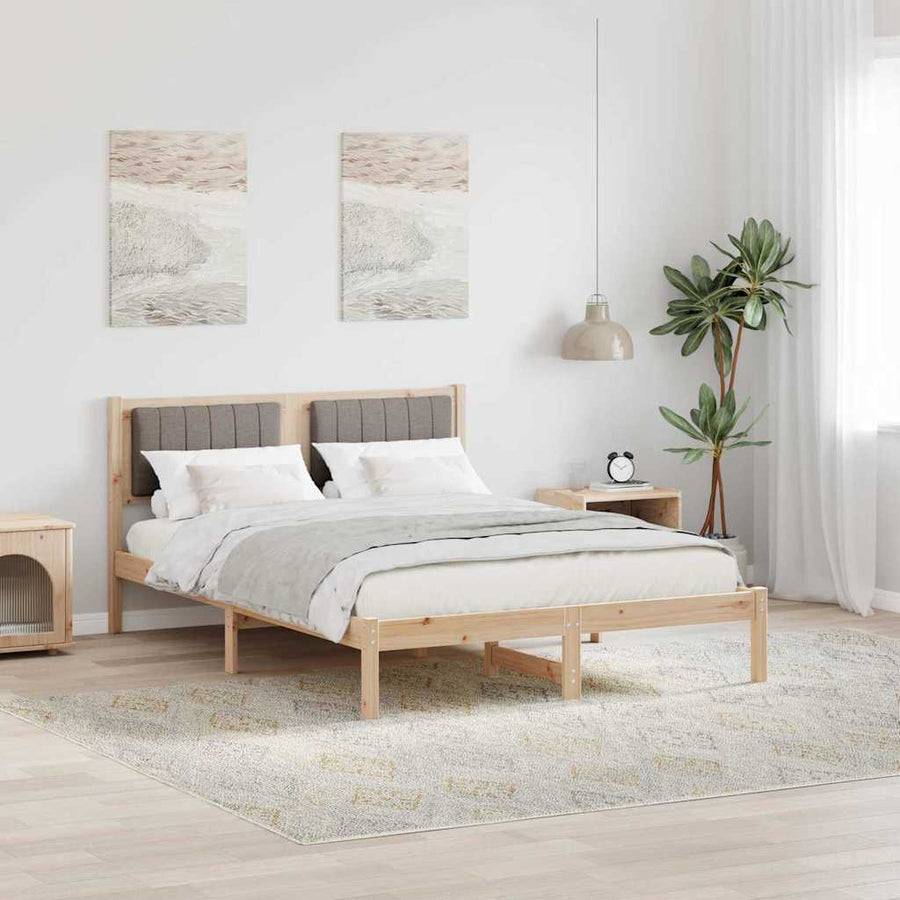 Bedframe met Gevoerd Hoofdgedeelte Taupe 140 x 190 cm Stof