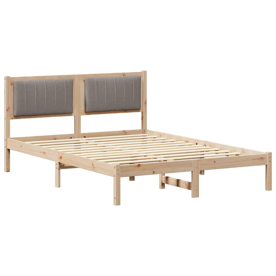 Bedframe met Gevoerd Hoofdgedeelte Taupe 140 x 190 cm Stof
