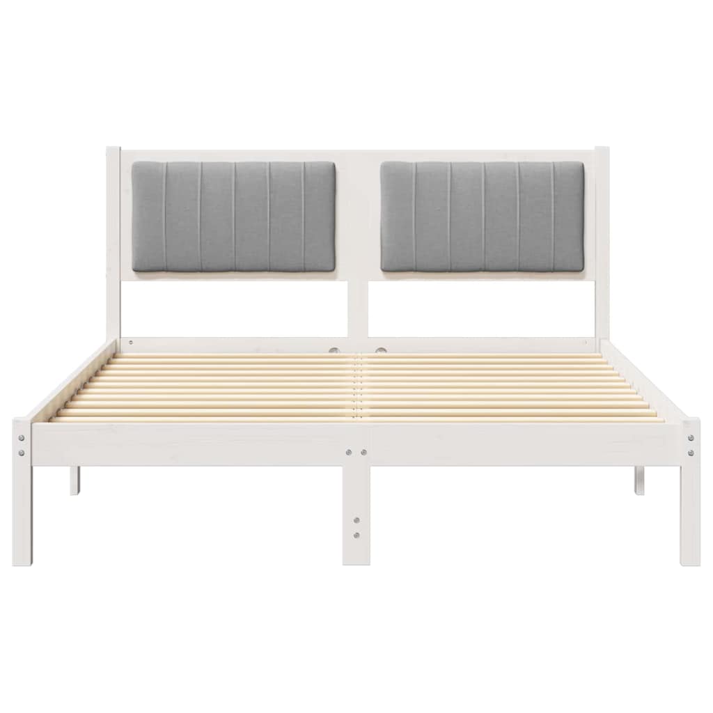 Bedframe met Gevoerd Hoofdgedeelte Lichtgrijs 140 x 190 cm Stof
