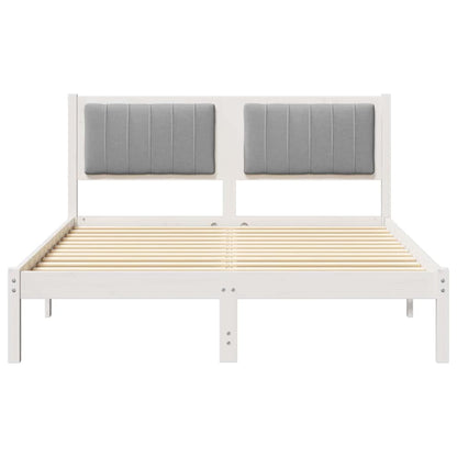 Bedframe met Gevoerd Hoofdgedeelte Lichtgrijs 140 x 190 cm Stof