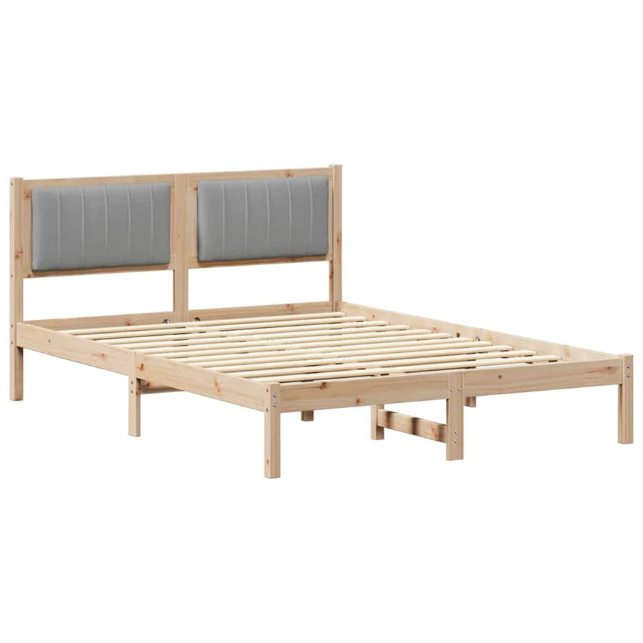Bedframe met Gevoerd Hoofdgedeelte Lichtgrijs 135 x 190 cm Stof