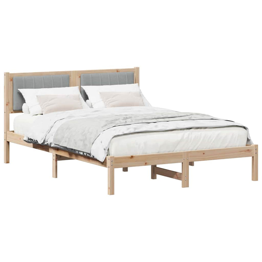Bedframe met Gevoerd Hoofdgedeelte Lichtgrijs 135 x 190 cm Stof