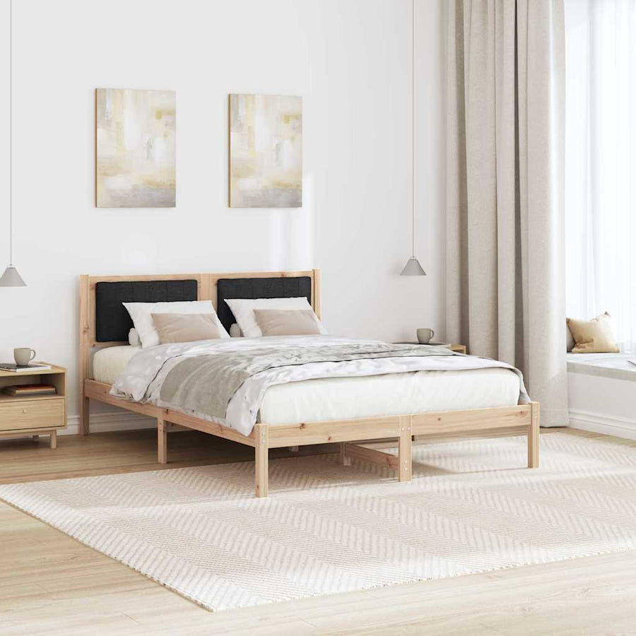 Bedframe met Gevoerd Hoofdgedeelte Zwart 135 x 190 cm Stof