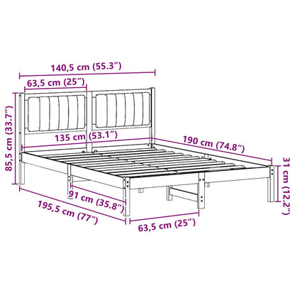 Bedframe met Gevoerd Hoofdgedeelte Taupe 135 x 190 cm Stof