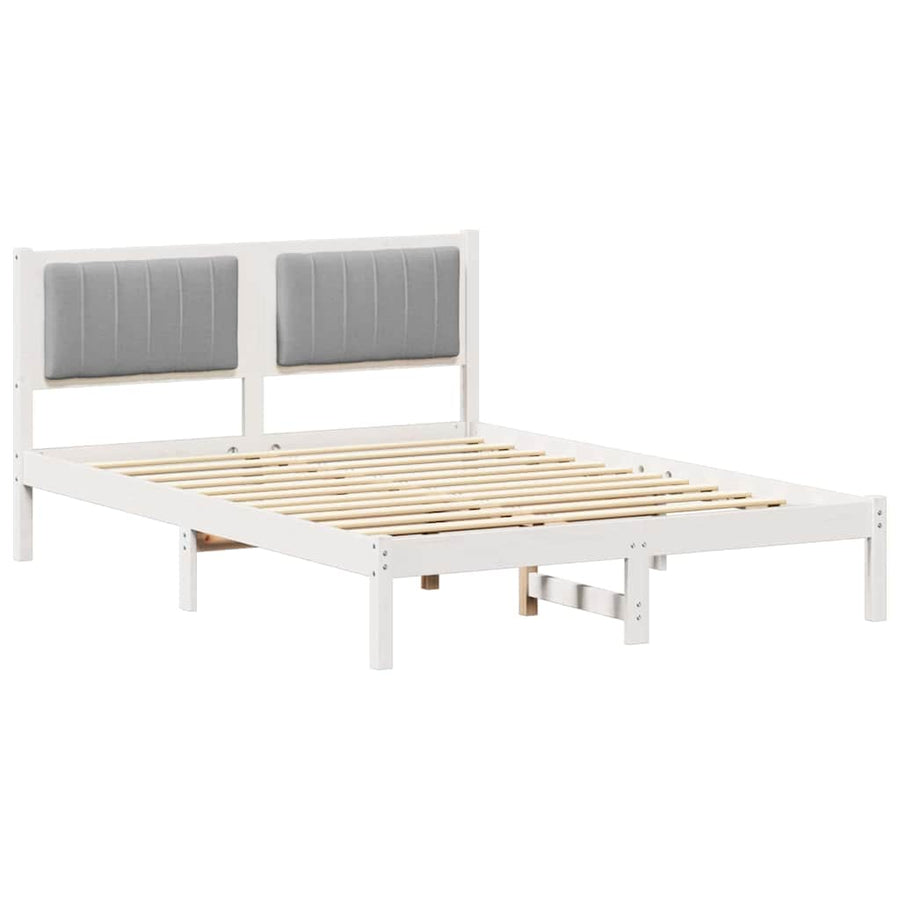 Bedframe met Gevoerd Hoofdgedeelte Lichtgrijs 135 x 190 cm Stof