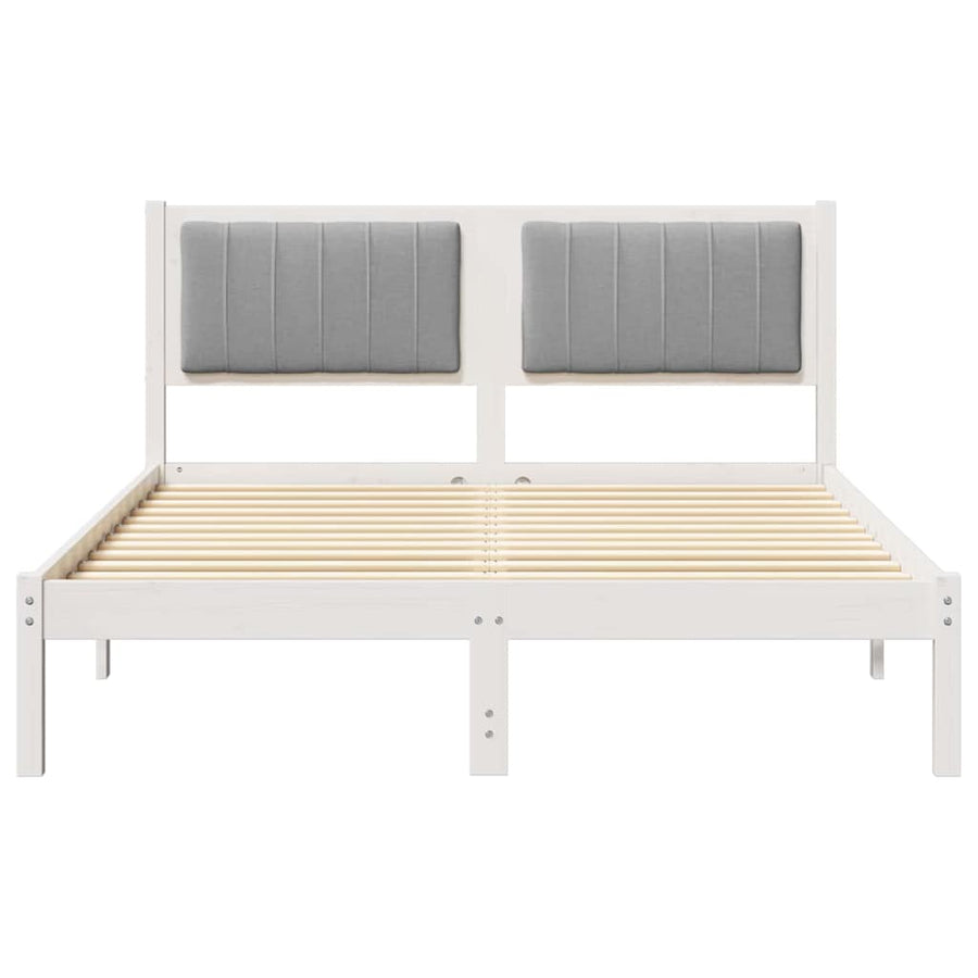 Bedframe met Gevoerd Hoofdgedeelte Lichtgrijs 135 x 190 cm Stof