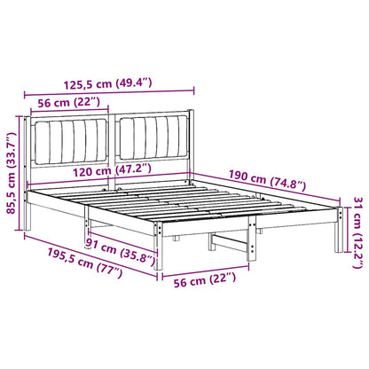 Bedframe met Gevoerd Hoofdgedeelte Taupe 120 x 190 cm Stof
