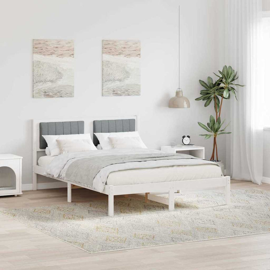 Bedframe met Gevoerd Hoofdgedeelte Lichtgrijs 120 x 190 cm Stof
