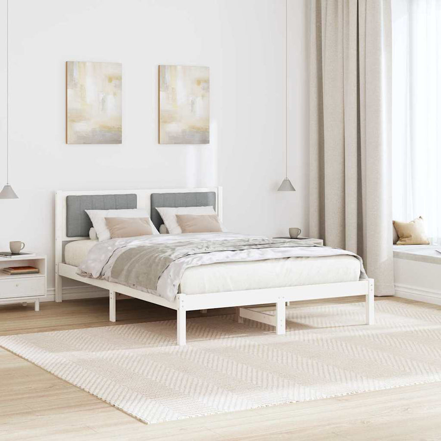 Bedframe met Gevoerd Hoofdgedeelte Lichtgrijs 120 x 190 cm Stof