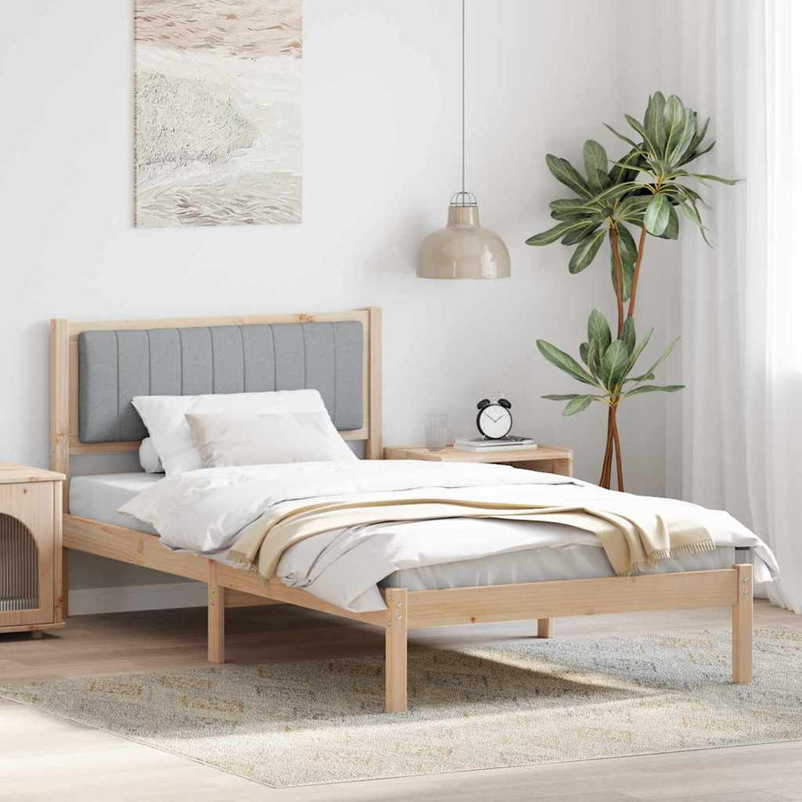 Bedframe met Gevoerd Hoofdgedeelte Lichtgrijs 100 x 200 cm Stof