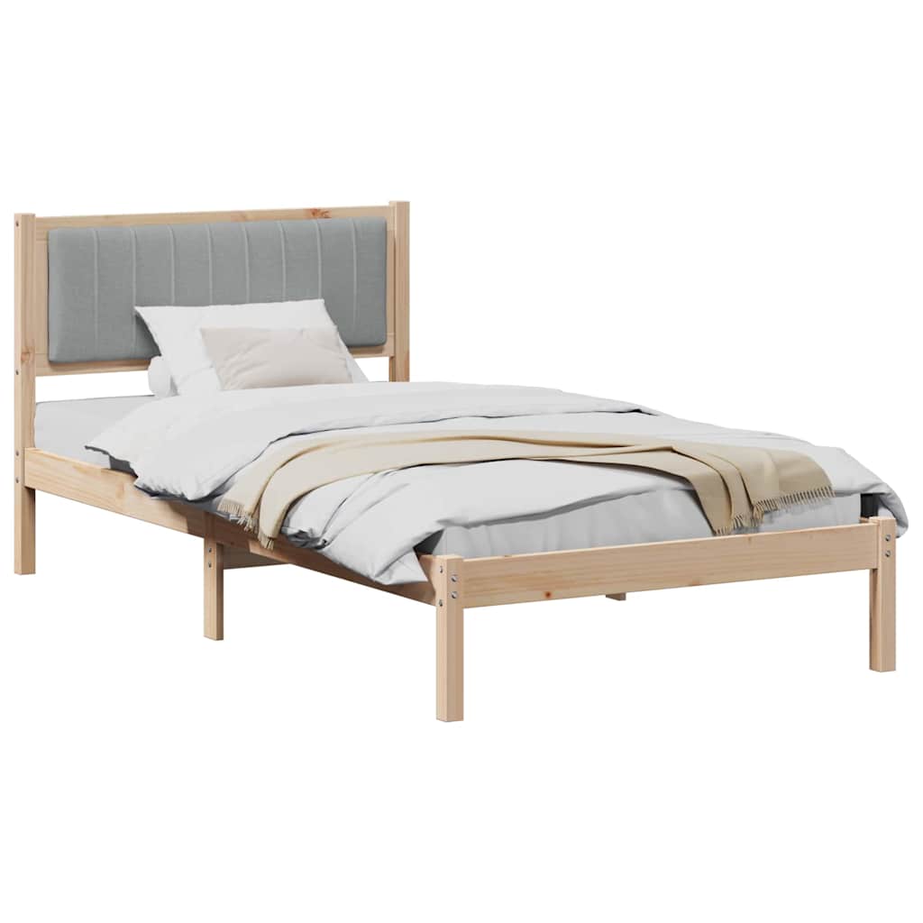 Bedframe met Gevoerd Hoofdgedeelte Lichtgrijs 100 x 200 cm Stof